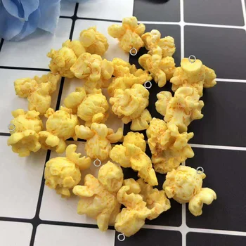 10db/Csomag 3D Szimulálja a Sárga Popcorn Gyanta Varázsa Aranyos Mozi Snack Szabálytalan Medál Fülbevaló, Kulcstartó Diy Ékszer Készítés