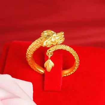 14K Tiszta Arany Színű Élő Gyűrűk Kis High-end Design, Személyre szabott 3d-s Sárkány Állítható Gyűrű a Nők, Férfiak, Ékszerek, Ajándékok