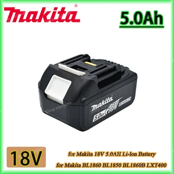 18V 5000mAh Makita Eredeti, LED-es lítium-ion csere LXT BL1860B BL1860 BL1850 Makita újratölthető elektromos szerszám akkumulátor
