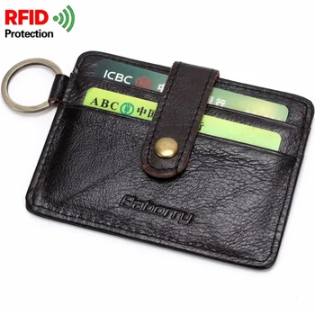 A hitelkártya Birtokos a Férfiak Slim Elleni Védelme Utazási ID Kártyabirtokos Marhabőr Valódi Bőr RFID Lopás Védeni Pénztárcák Pénztárca