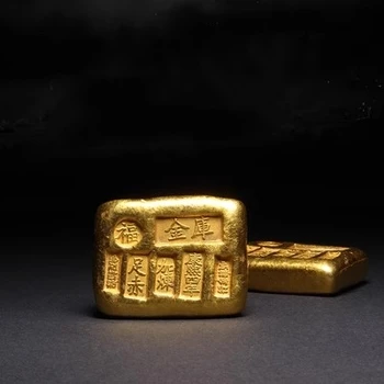 Antik Qing-Dinasztia Tíz Császárok Aranyhoz Aranyozott Arany Rúd Dekoratív Díszítéseket