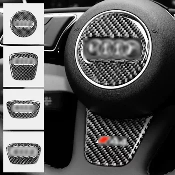 Autó Kormánykerék Gyűrű Trim Szénszálas Borító Matrica Dekoráció Accesorios Para El Coche Audi A4 B8 B9 A3 8V 8Y S3 Q3 Q5