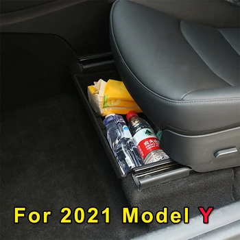 Az Ülés alatt Tároló Doboz Szervező Tálca ABS Özönlött A Tesla Model Y Accessoies 2020 2021 ModelY