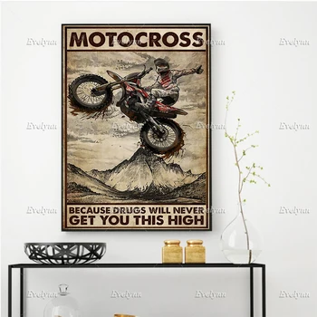 Dirt Bike Racer Motoros Motoros Poszter Motocross, Mert Soha Nem Lesz, Hogy Ez A Magas Plakátot, Lakberendezés Nyomatok Wall Art A Vásznon Ajándék