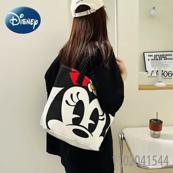 Disney Lány Táska Mickey Egér Nagy Kapacitású Tartós Váll Divat Vászon Egyetlen Bevásárló Táska Női