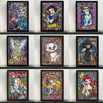 DIY Festés Számok Disney Hercegnő Mickey Egér olajfestmény, Kézzel készített Wall Art Hálószoba, Gyerek Szoba Dekoráció lakberendezés