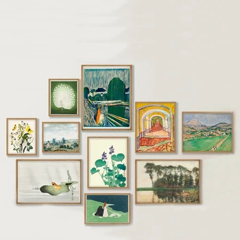 Eklektikus Zöld Galéria Falán Nyomatok Híres Művész Festmény Vintage Nyomtatás Pillangó Poszter Ország Jelenet Wall Art Vászon Kép