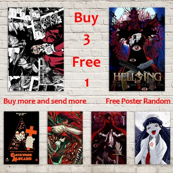 Festmény Hellsing Whitepaper Wall Art HD Nyomtatott Homedecal Cifra Plakát Moduláris Anime Vászon lakberendezés Képek Nappali