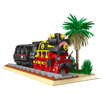 Gőzmozdony Vonattal Modell MOC 20. Századi Ipari Forradalom Sorozat építőkövei Játékok Város Tégla Kompatibilis A LEGO