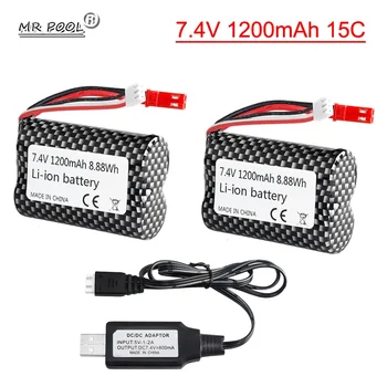 (JST Csatlakozó) 7.4 V 1200mAh 15C 2S Li-po Akkumulátor Töltés USB Kábel R206 R208 R308 TX122 TX123 H106 2008 RC Hajók