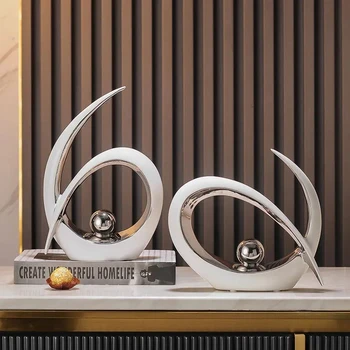 Luxus Fém Kagyló Globe Díszek Huiyan Kerámia Kiegészítők Haza Könyvespolc Szekrény Bútor Kézműves Bolt Hotel Bárjában Dekoráció