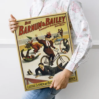 Német Cirkusz Barnum And Bailey Reklám, Plakát, Akrobatikus Teljesítmény Nyilvánosság Vászon Festmény, Vintage Lakberendezés Nyomatok