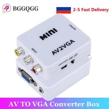 RCA AV-VGA Video Converter 1080P Mini Videó Konverter Conversor 3,5 mm-es Audio AV2VGA / CVBS + Audio, hogy PC HDTV RCA VGA