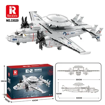 Reobrix 33029 E2-600 Awacs-Harcos Modell Katonai Rendőrség Sorozat DIY Puzzle Játékok, építőelemek Fiú Karácsonyi Ajándék 1144PCS