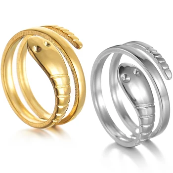 Retro Kígyó Gyűrű A Férfiak A Nők Rozsdamentes Acél, Arany, Ezüst Színű Ujj Gyűrű Klasszikus Gótikus Buli, Születésnapi Ékszer Ajándék