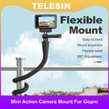 TELESIN minikamera Mount Gopro Insta360 DJI Akció Mini Kamera Polip Állvány Telefon tartó Klip Állni Rugalmas Mount