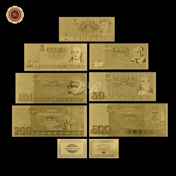 Teljes Készlet Németország Mark Arany Bankjegy Fém Tiszta Arany Bevonatú Banknoten-Állítsa be a Papír Pénz Kézműves ajándék Ajándékok a Gyűjtemény
